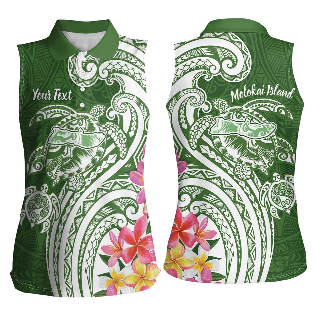 Aloha Molokai Island Personalized Women Sleeveless Polo Shirt Sage Dreamy Turtle