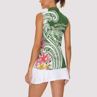Aloha Molokai Island Personalized Women Sleeveless Polo Shirt Sage Dreamy Turtle