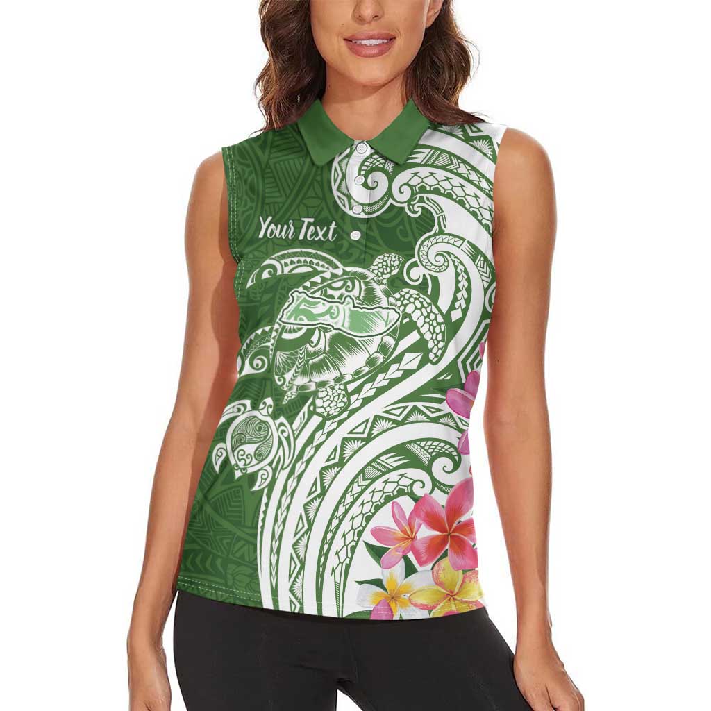 Aloha Molokai Island Personalized Women Sleeveless Polo Shirt Sage Dreamy Turtle