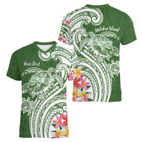 Aloha Molokai Island Personalized Women V-Neck T-Shirt Sage Dreamy Turtle