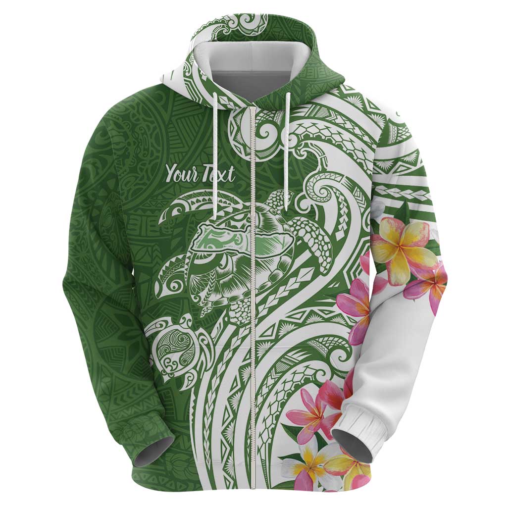 Aloha Molokai Island Personalized Zip Hoodie Sage Dreamy Turtle