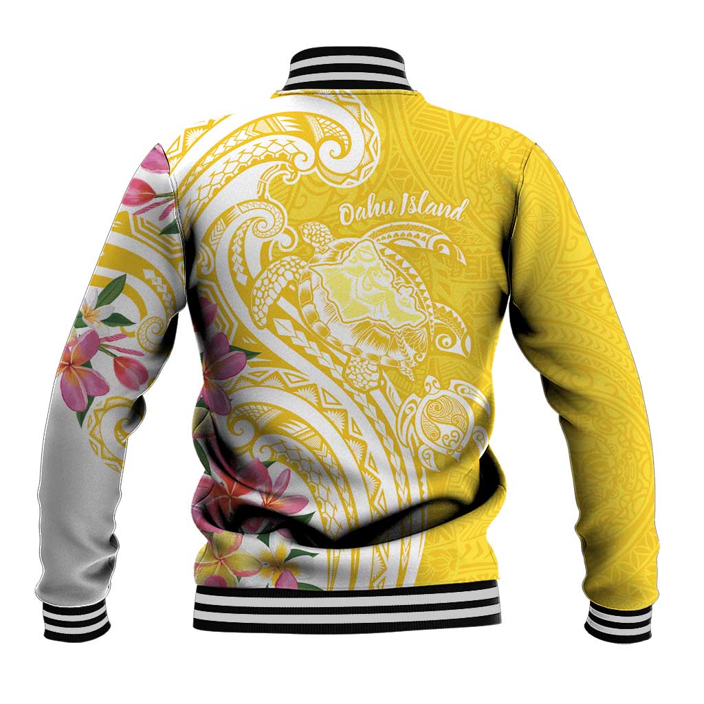 Aloha Oahu Island Personalized Baseball Jacket Yellow Dreamy Turtle