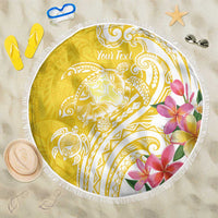 Aloha Oahu Island Personalized Beach Blanket Yellow Dreamy Turtle