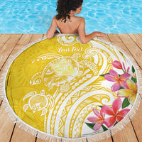 Aloha Oahu Island Personalized Beach Blanket Yellow Dreamy Turtle