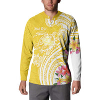 Aloha Oahu Island Personalized Button Sweatshirt Yellow Dreamy Turtle