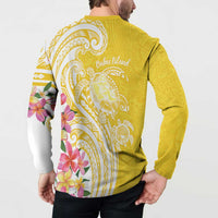 Aloha Oahu Island Personalized Button Sweatshirt Yellow Dreamy Turtle