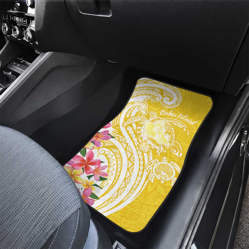 Aloha Oahu Island Personalized Car Mats Yellow Dreamy Turtle