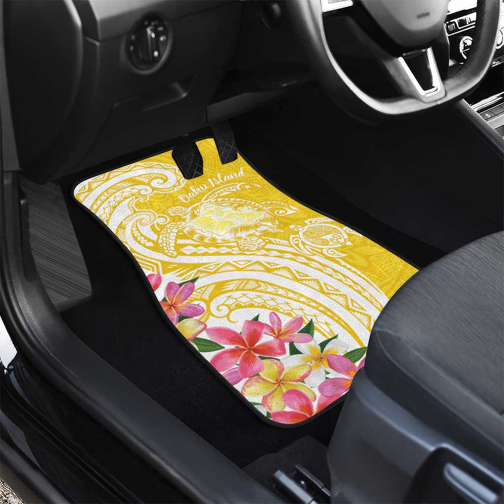 Aloha Oahu Island Personalized Car Mats Yellow Dreamy Turtle