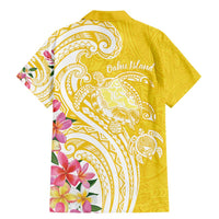 Aloha Oahu Island Personalized Family Matching Mermaid Dress and Hawaiian Shirt Yellow Dreamy Turtle