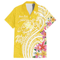 Aloha Oahu Island Personalized Family Matching Summer Maxi Dress and Hawaiian Shirt Yellow Dreamy Turtle