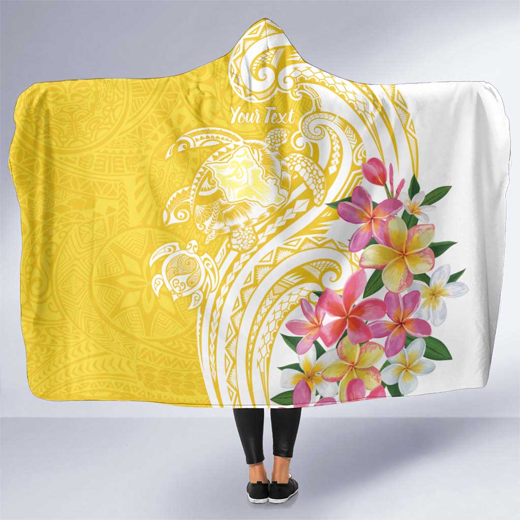Aloha Oahu Island Personalized Hooded Blanket Yellow Dreamy Turtle