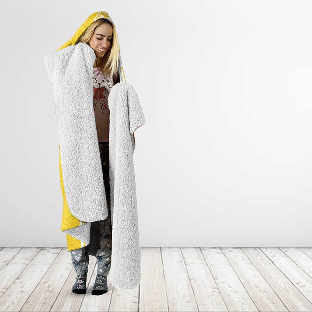 Aloha Oahu Island Personalized Hooded Blanket Yellow Dreamy Turtle