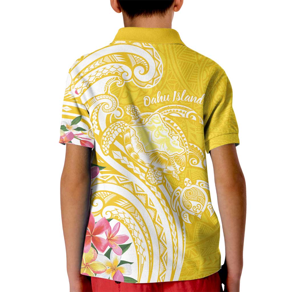 Aloha Oahu Island Personalized Kid Polo Shirt Yellow Dreamy Turtle