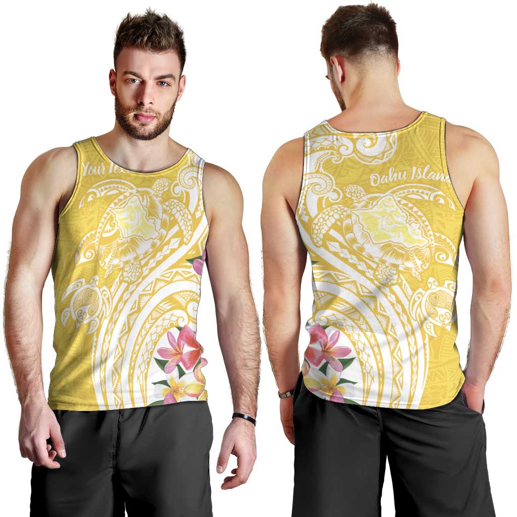 Aloha Oahu Island Personalized Men Tank Top Yellow Dreamy Turtle
