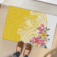 Aloha Oahu Island Personalized Rubber Doormat Yellow Dreamy Turtle