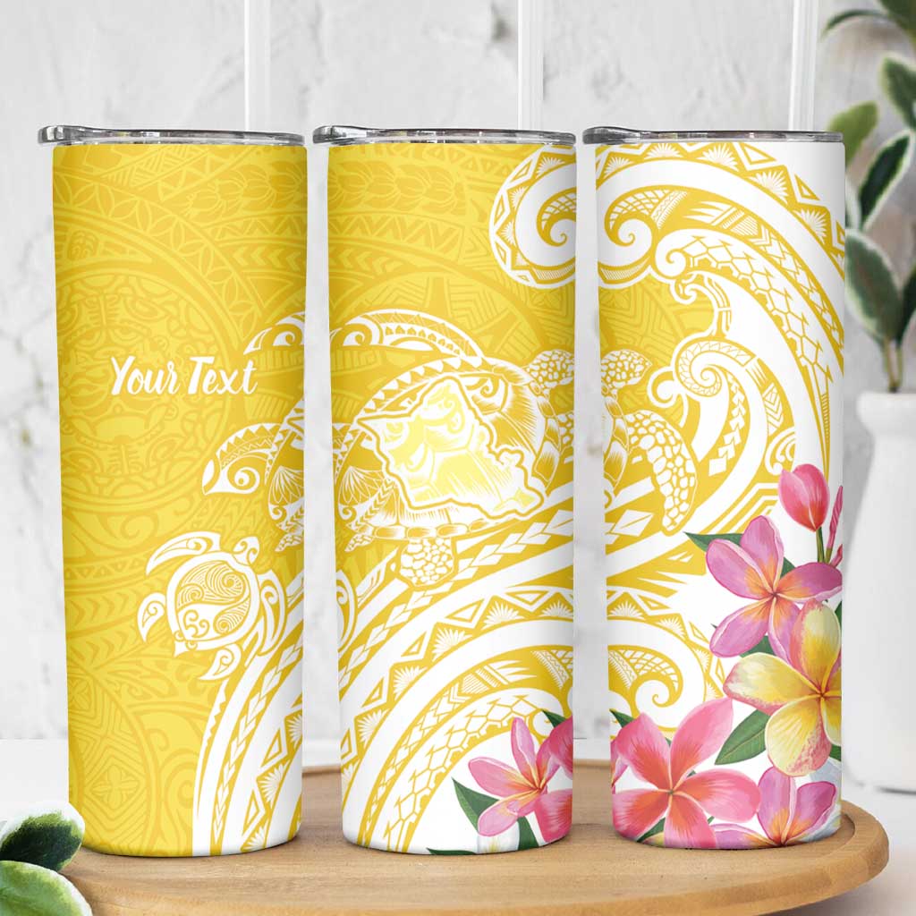 Aloha Oahu Island Personalized Skinny Tumbler Yellow Dreamy Turtle