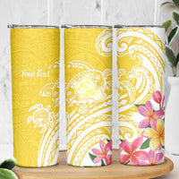 Aloha Oahu Island Personalized Skinny Tumbler Yellow Dreamy Turtle