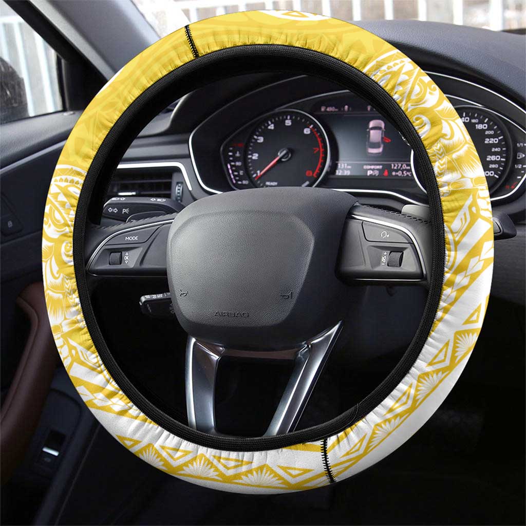 Aloha Oahu Island Personalized Steering Wheel Cover Yellow Dreamy Turtle