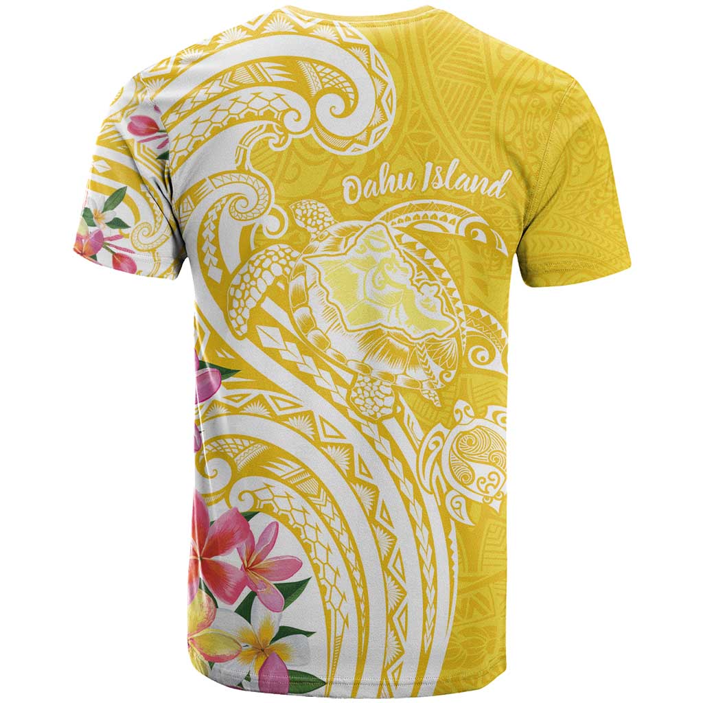 Aloha Oahu Island Personalized T Shirt Yellow Dreamy Turtle