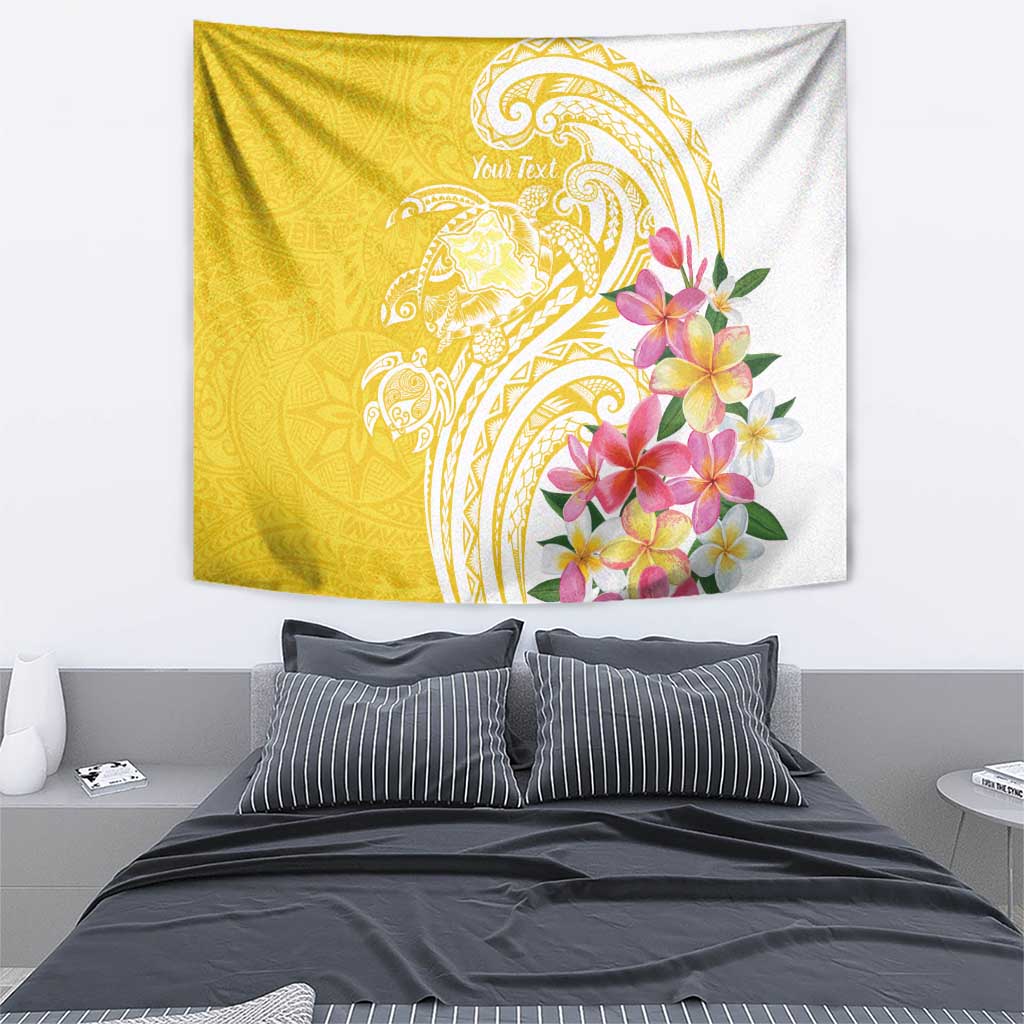 Aloha Oahu Island Personalized Tapestry Yellow Dreamy Turtle