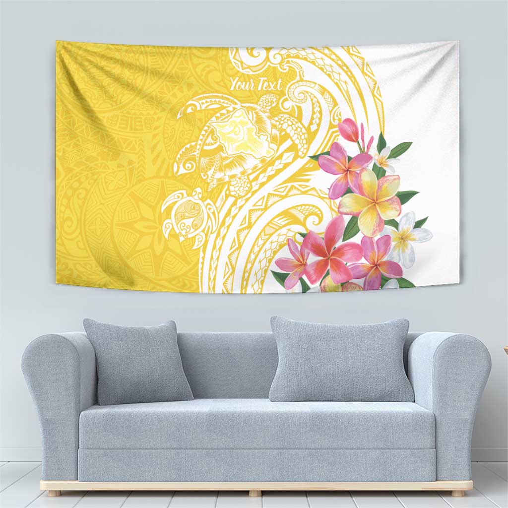 Aloha Oahu Island Personalized Tapestry Yellow Dreamy Turtle