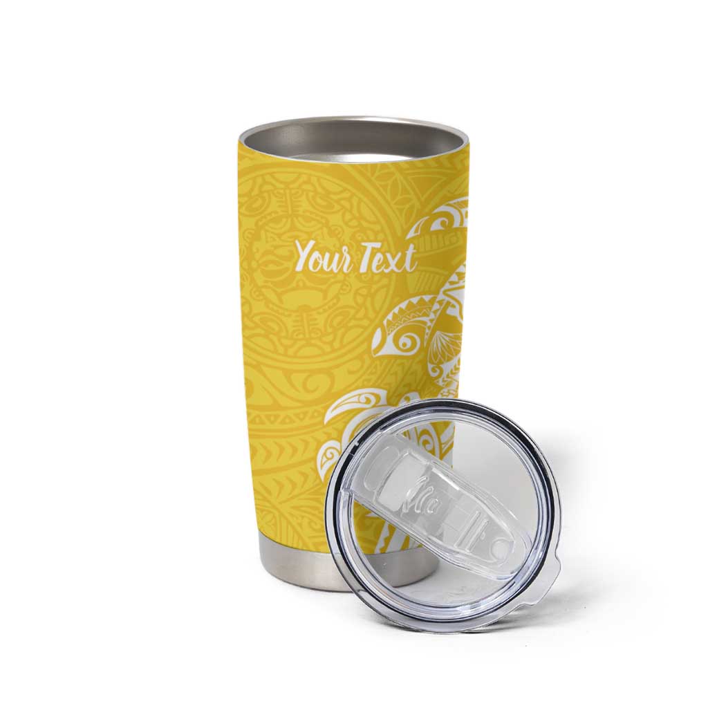 Aloha Oahu Island Personalized Tumbler Cup Yellow Dreamy Turtle