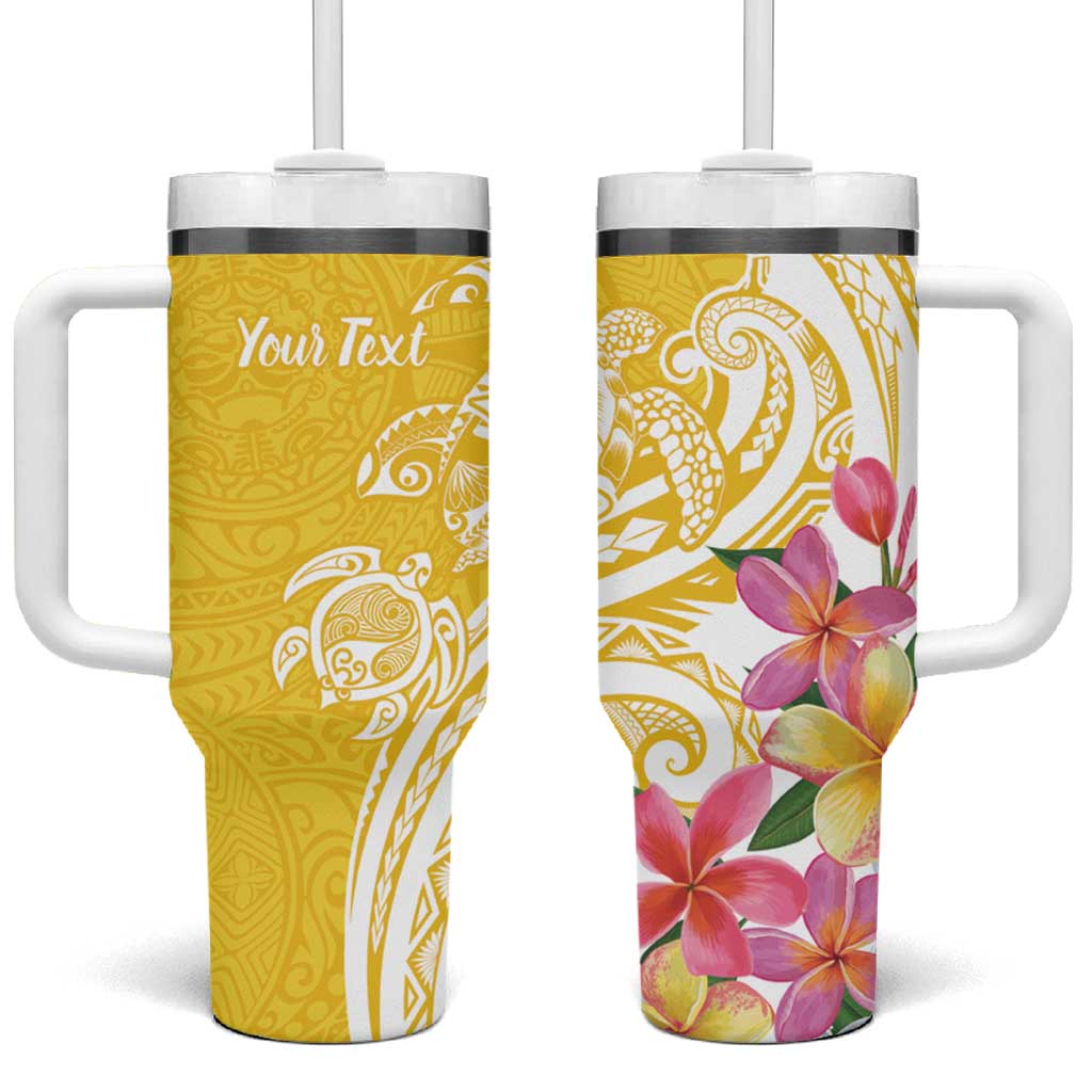 Aloha Oahu Island Personalized Tumbler With Handle Yellow Dreamy Turtle