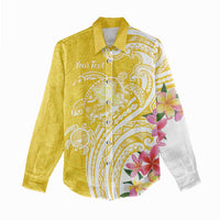 Aloha Oahu Island Personalized Women Casual Shirt Yellow Dreamy Turtle