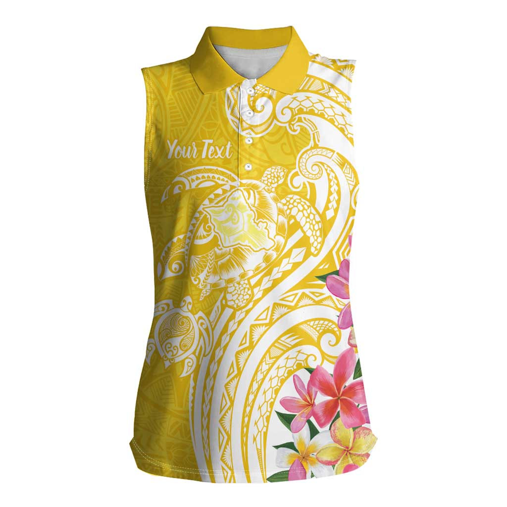 Aloha Oahu Island Personalized Women Sleeveless Polo Shirt Yellow Dreamy Turtle LT7 Female Yellow - Polynesian Pride