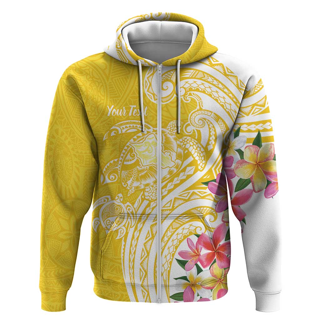 Aloha Oahu Island Personalized Zip Hoodie Yellow Dreamy Turtle LT7 Zip Hoodie Yellow - Polynesian Pride