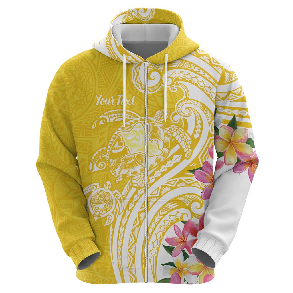 Aloha Oahu Island Personalized Zip Hoodie Yellow Dreamy Turtle LT7 - Polynesian Pride