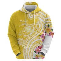 Aloha Oahu Island Personalized Zip Hoodie Yellow Dreamy Turtle LT7 - Polynesian Pride