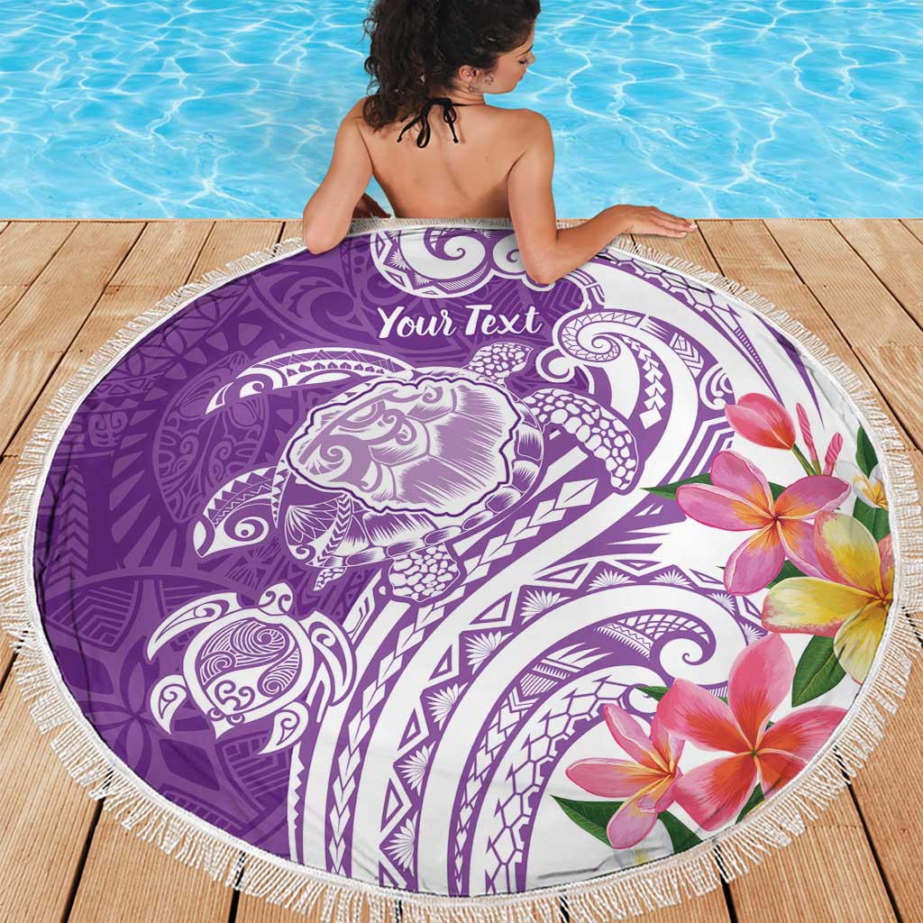 Aloha Kauai Island Personalized Beach Blanket Lilac Dreamy Turtle