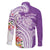 Aloha Kauai Island Personalized Family Matching Off The Shoulder Long Sleeve Dress and Hawaiian Shirt Lilac Dreamy Turtle