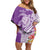 Aloha Kauai Island Personalized Family Matching Off Shoulder Short Dress and Hawaiian Shirt Lilac Dreamy Turtle
