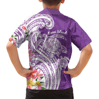 Aloha Kauai Island Personalized Family Matching Puletasi and Hawaiian Shirt Lilac Dreamy Turtle