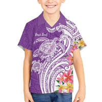 Aloha Kauai Island Personalized Kid Hawaiian Shirt Lilac Dreamy Turtle