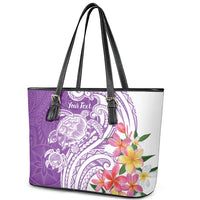 Aloha Kauai Island Personalized Leather Tote Bag Lilac Dreamy Turtle