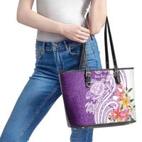 Aloha Kauai Island Personalized Leather Tote Bag Lilac Dreamy Turtle
