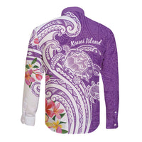Aloha Kauai Island Personalized Long Sleeve Button Shirt Lilac Dreamy Turtle