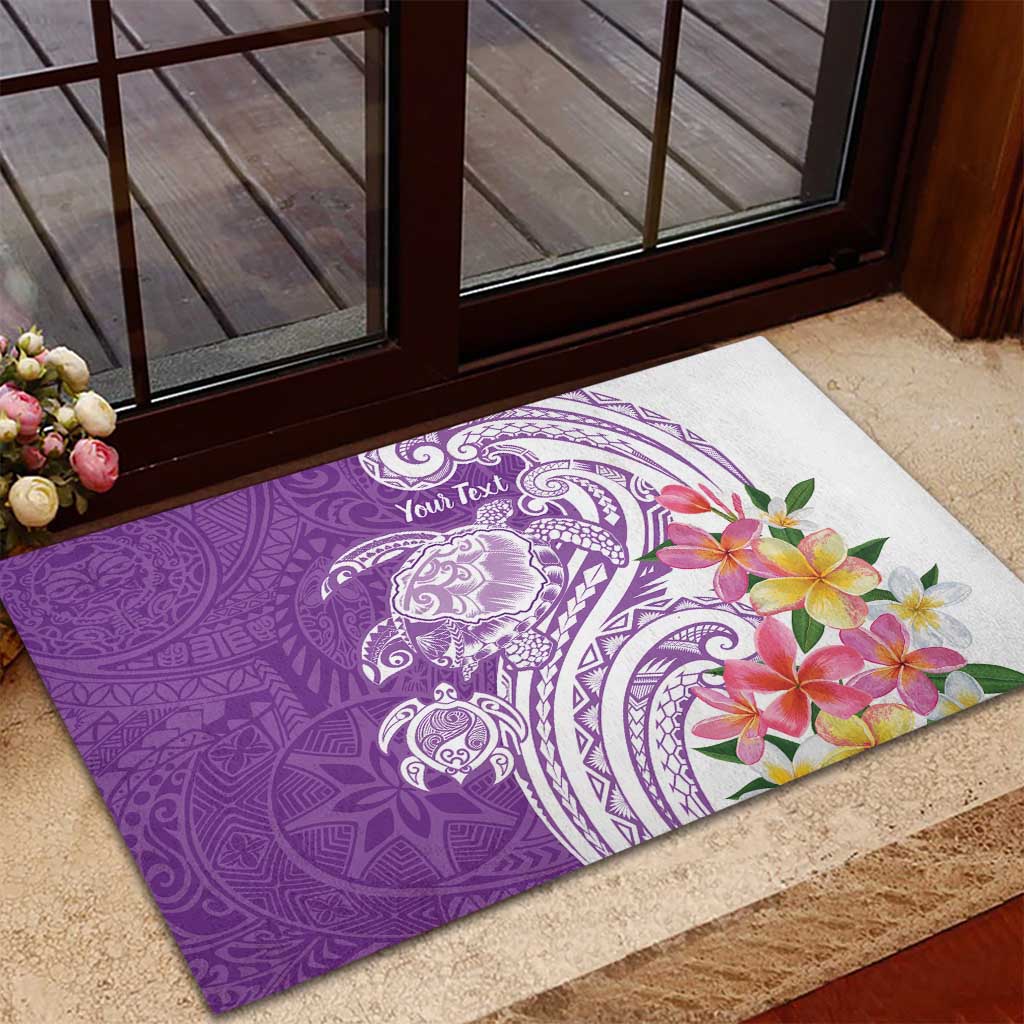 Aloha Kauai Island Personalized Rubber Doormat Lilac Dreamy Turtle