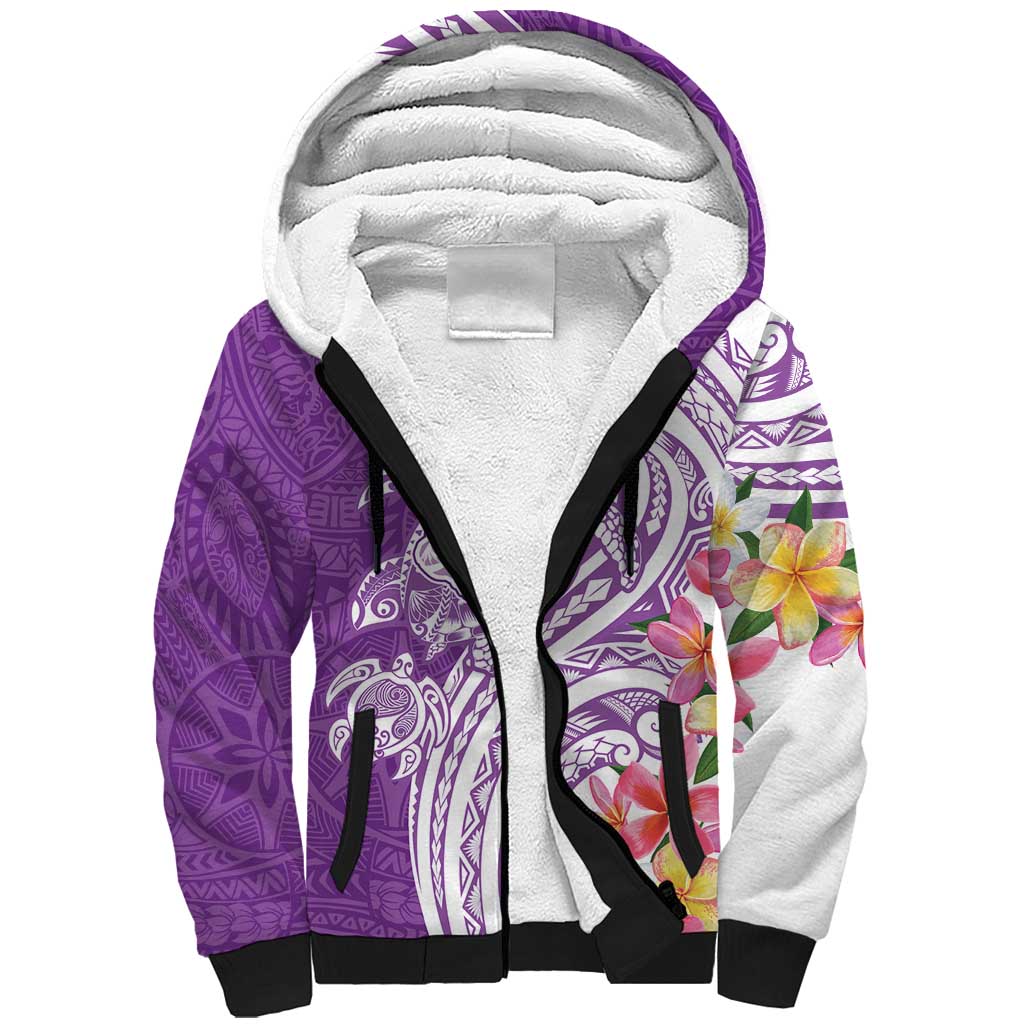 Aloha Kauai Island Personalized Sherpa Hoodie Lilac Dreamy Turtle