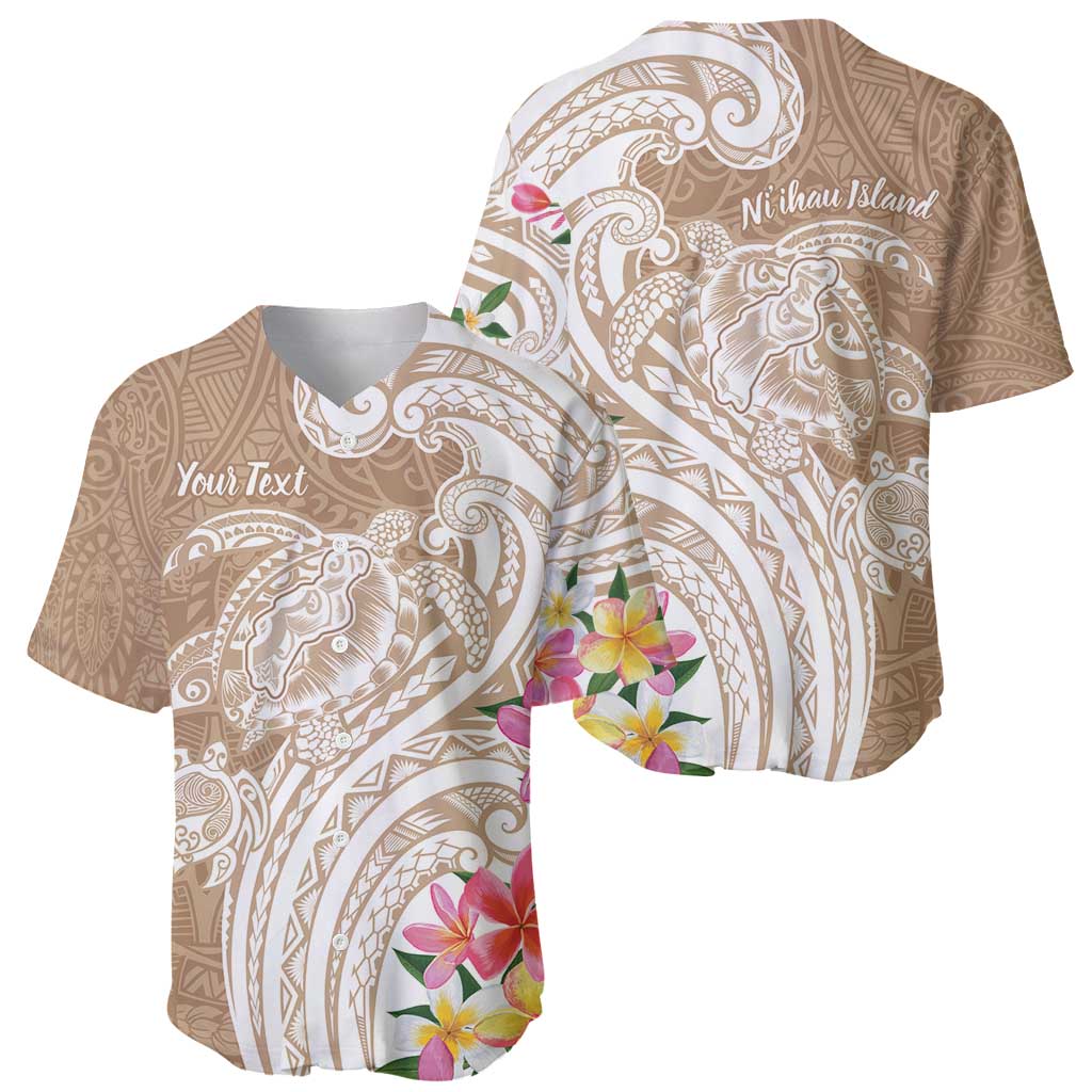 Aloha Ni’ihau Island Personalized Baseball Jersey Beige Dreamy Turtle