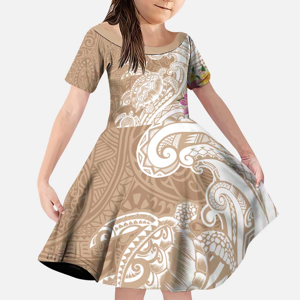 Aloha Ni’ihau Island Personalized Family Matching Puletasi and Hawaiian Shirt Beige Dreamy Turtle