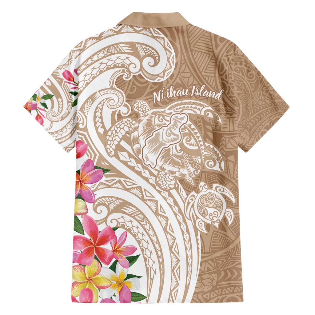 Aloha Ni’ihau Island Personalized Family Matching Puletasi and Hawaiian Shirt Beige Dreamy Turtle