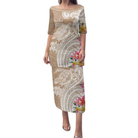 Aloha Ni’ihau Island Personalized Family Matching Puletasi and Hawaiian Shirt Beige Dreamy Turtle