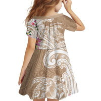 Aloha Ni’ihau Island Personalized Family Matching Short Sleeve Bodycon Dress and Hawaiian Shirt Beige Dreamy Turtle