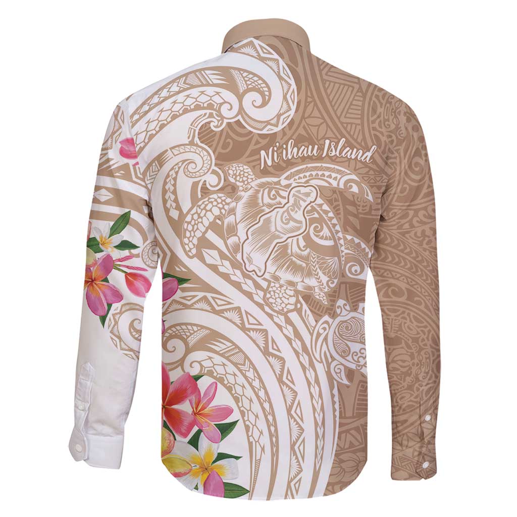 Aloha Ni’ihau Island Personalized Family Matching Summer Maxi Dress and Hawaiian Shirt Beige Dreamy Turtle