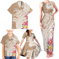Aloha Ni’ihau Island Personalized Family Matching Tank Maxi Dress and Hawaiian Shirt Beige Dreamy Turtle