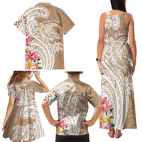 Aloha Ni’ihau Island Personalized Family Matching Tank Maxi Dress and Hawaiian Shirt Beige Dreamy Turtle